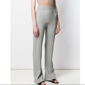 Derek Lam Crosby 10 Rasia Silver Metallic Flare Knit High Waist Trouser Pant XS
